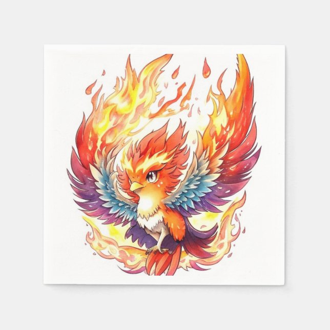 Phoenix Fire Bird Kids Birthday Napkin (Front)