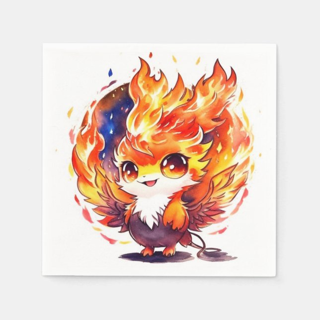 Phoenix Fire Bird Kids Birthday Napkin (Front)