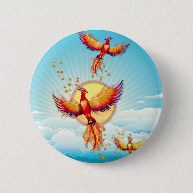 Phoenix Fire Bird Rising 6 Cm Round Badge (Front)