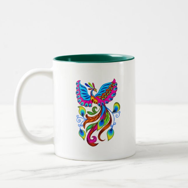 Phoenix fire bird  Two-Tone coffee mug (Left)