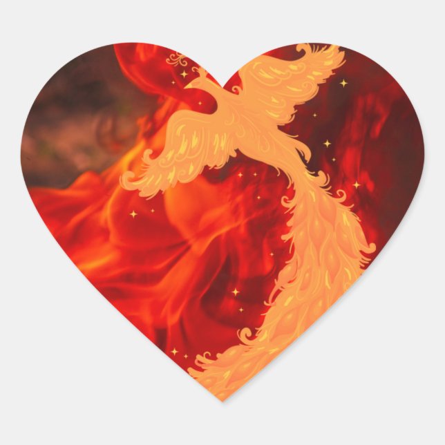 Phoenix & Fire Heart Sticker (Front)