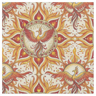 Phoenix Fire Mandala Spiritual Design Pattern Art Fabric