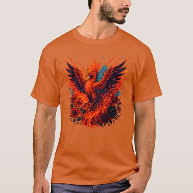 Phoenix Fire Neon Fantasy Art T-Shirt (Front)