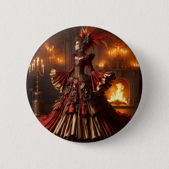 Phoenix Fire Queen Steampunk Victorian Industrial 6 Cm Round Badge (Front)