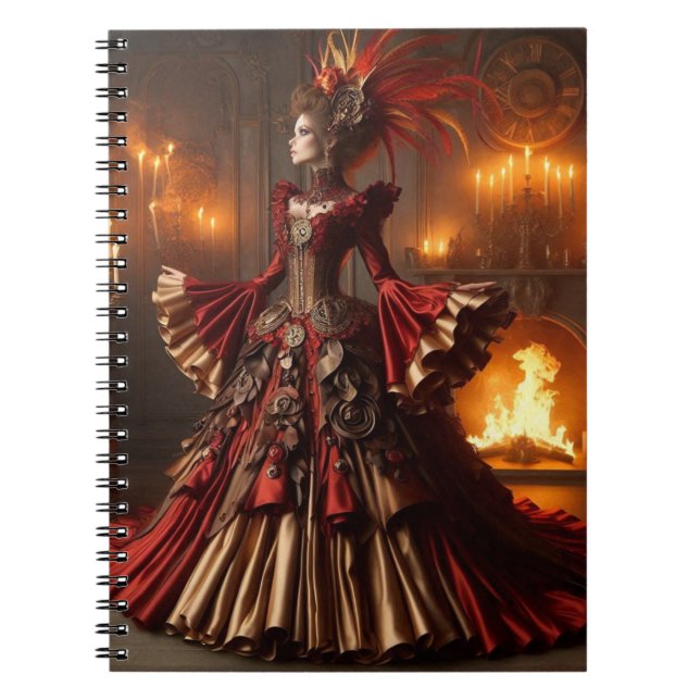 Phoenix Fire Queen Steampunk Victorian Industrial Notebook (Front)