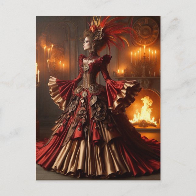 Phoenix Fire Queen Steampunk Victorian Industrial Postcard (Front)