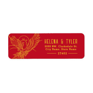 Phoenix Fire   Red and Gold Style Pre-Addressed Return Address Label