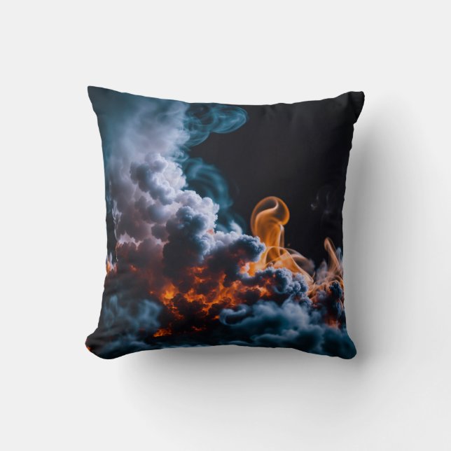 Phoenix Fire Throw Pillow | Fantasy Flame Art Deco (Front)
