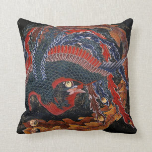 Phoenix (Firebird Goddess) Hokusai Fine Art Cushion