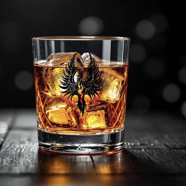Phoenix Firebird Tribal Flames Whiskey Glass (Creator Uploaded)