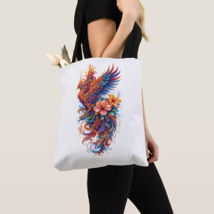 Phoenix Floral Art – Colourful Mythical Tote Bag