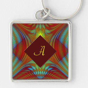 Phoenix fractal personalised keychain