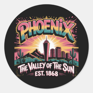 Phoenix Graffiti Skyline Mural Street Art Design   Classic Round Sticker