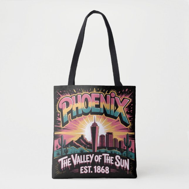 Phoenix Graffiti Skyline Mural Street Art Design  Tote Bag (Front)