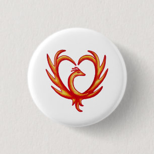 Phoenix Heart 3 Cm Round Badge