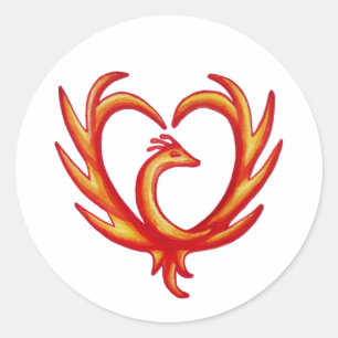 Phoenix Heart Classic Round Sticker