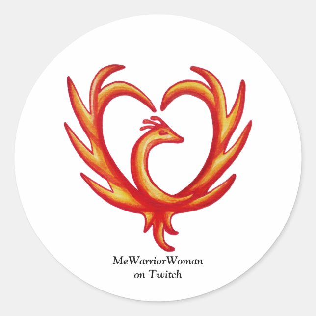 Phoenix Heart, MeWarriorWoman on Twitch  Classic Round Sticker (Front)