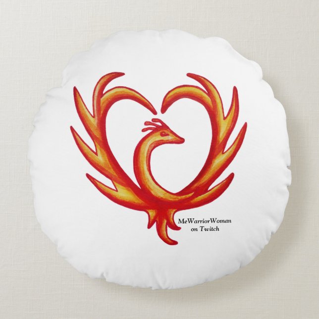 Phoenix Heart, MeWarriorWoman on Twitch Round Cushion (Front)