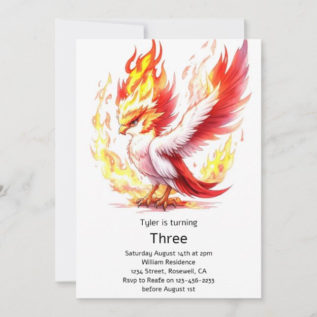 Phoenix Kids Birthday Invitation (Front)