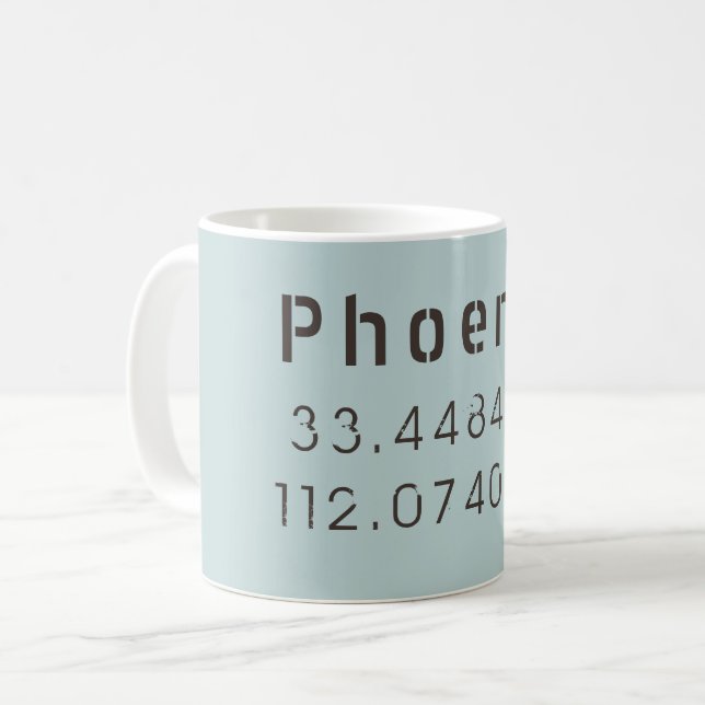 Phoenix Latitude Longitude Coffee Mug (Front Left)