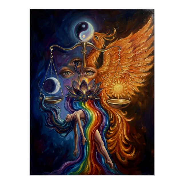 Phoenix & Lotus Spiritual Art   Poster (Front)