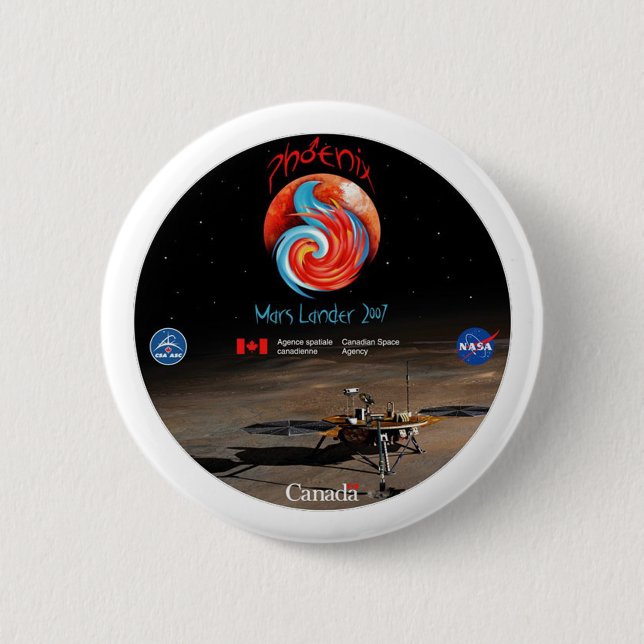Phoenix Mission Patch CSA 6 Cm Round Badge (Front)