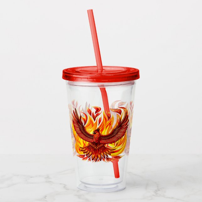 Phoenix mythological immortal Creature Acrylic Tumbler (Left)