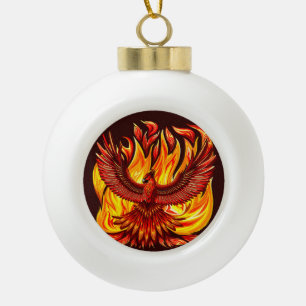 Phoenix mythological immortal Creature Ceramic Ball Christmas Ornament