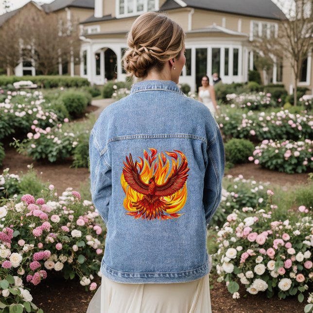 Phoenix mythological immortal Creature Denim Jacket (Wedding Back)