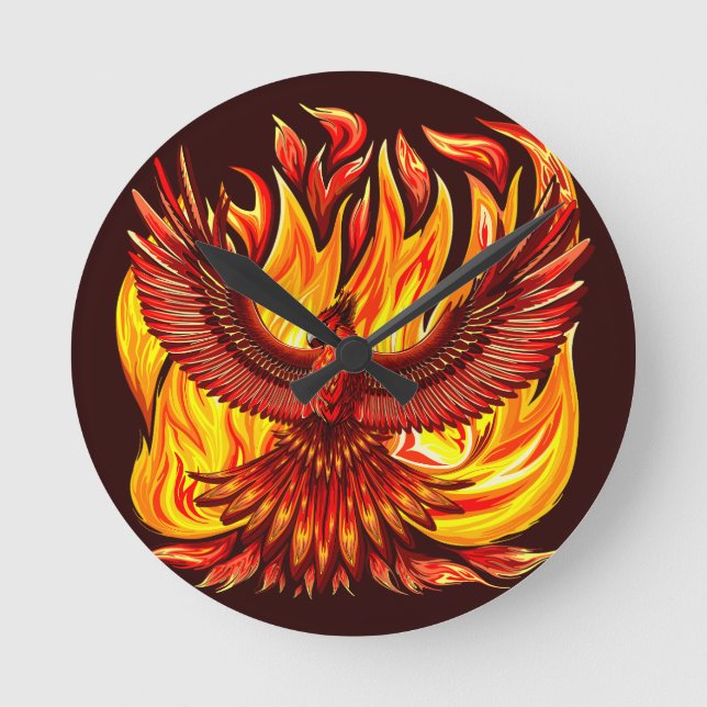 Phoenix mythological immortal Creature Round Clock (Front)