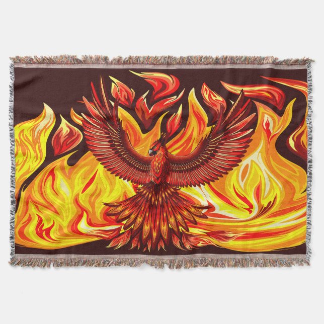 Phoenix mythological immortal Creature Throw Blanket (Front)