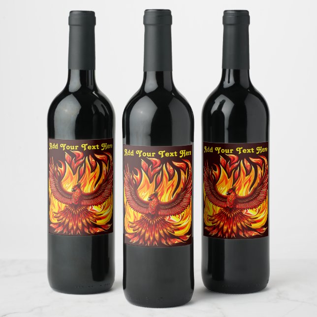 Phoenix mythological immortal Creature Wine Label (Bottles)