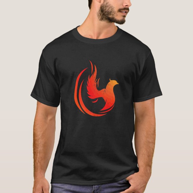 Phoenix Mythologist Firebird Rising Bird Fire Flam T-Shirt (Front)