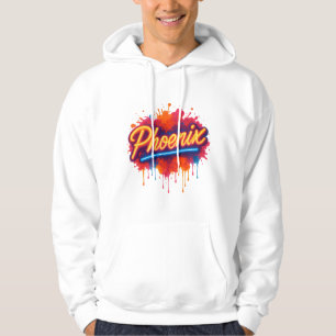 Phoenix Neon Graffiti – Retro Street Art Glow Hoodie
