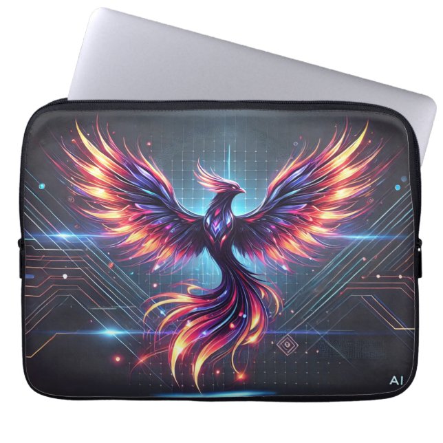 Phoenix Neon Laptop Sleeve – Futuristic (Front)