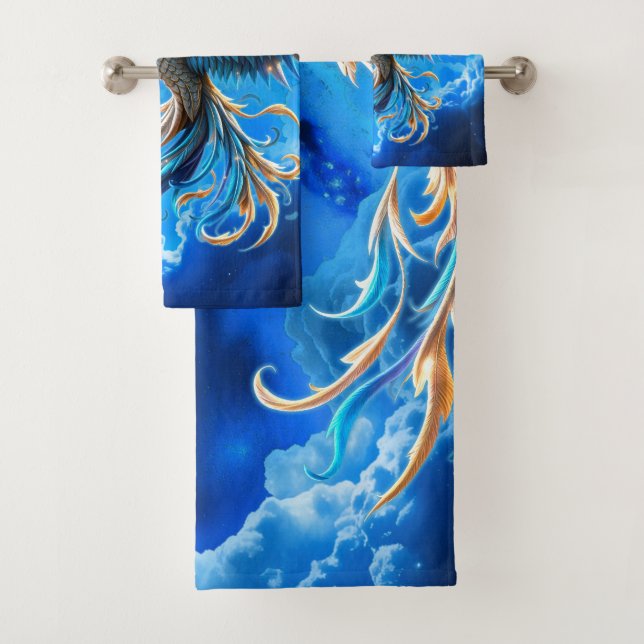 Phoenix of the Sapphire Dawn  Bath Towel Set (Insitu)