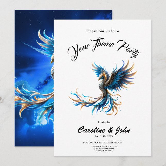 Phoenix of the Sapphire Dawn  Invitation (Front/Back)