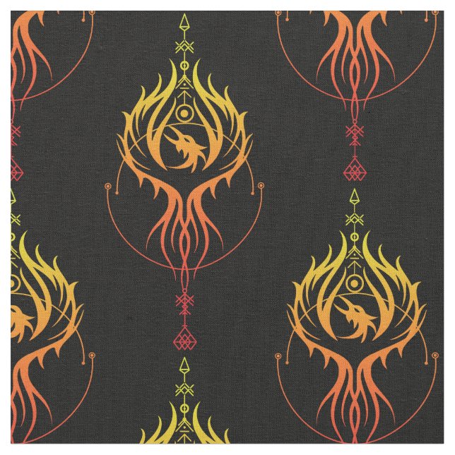 Phoenix on fire fabric (Close Up)
