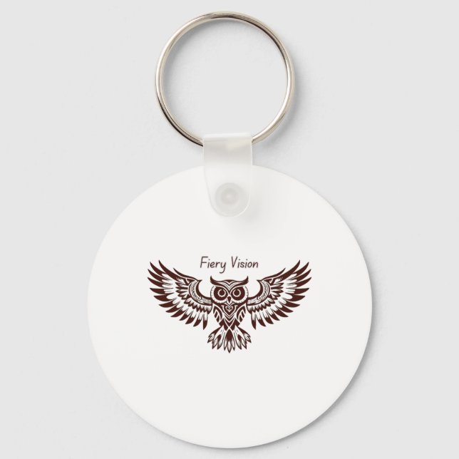 Phoenix Owl – Fiery Vision Key Ring (Front)