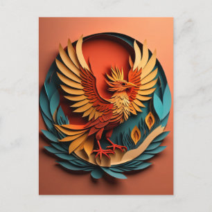 Phoenix Paper Art Design T-shirt  Postcard