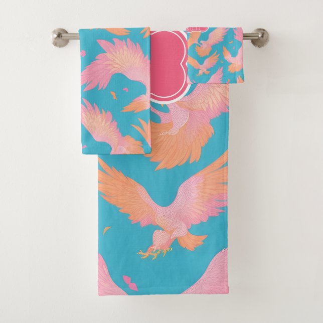 Phoenix Pastel Colourful Personalised Pattern Bath Towel Set (Insitu)