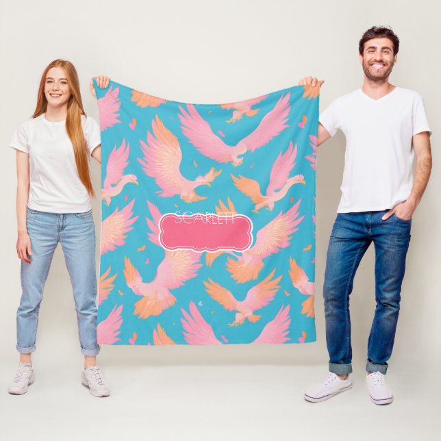 Phoenix Pastel Colourful Personalised Pattern Fleece Blanket (In Situ)