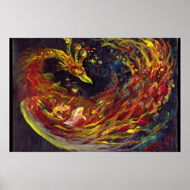 Phoenix Pheonix Red Firebird Thunderbird Flames Poster (Front)