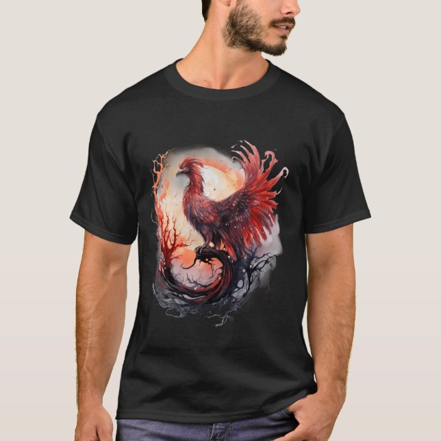 Phoenix Rejuvenation Fire Phoenix Bird Phoenix Ris T-Shirt (Front)