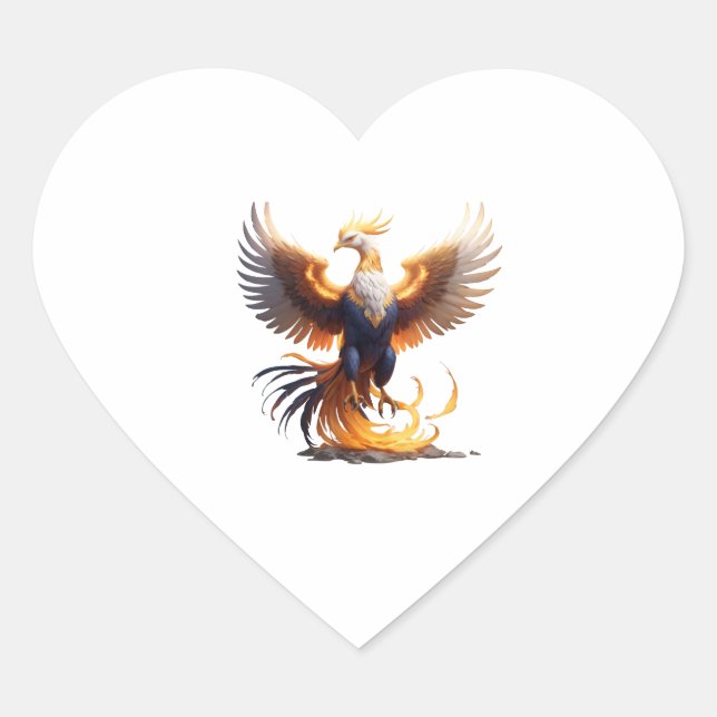 Phoenix Rise Hoodie 🔥 Mythical Fire Bird Sweatshi Heart Sticker (Front)