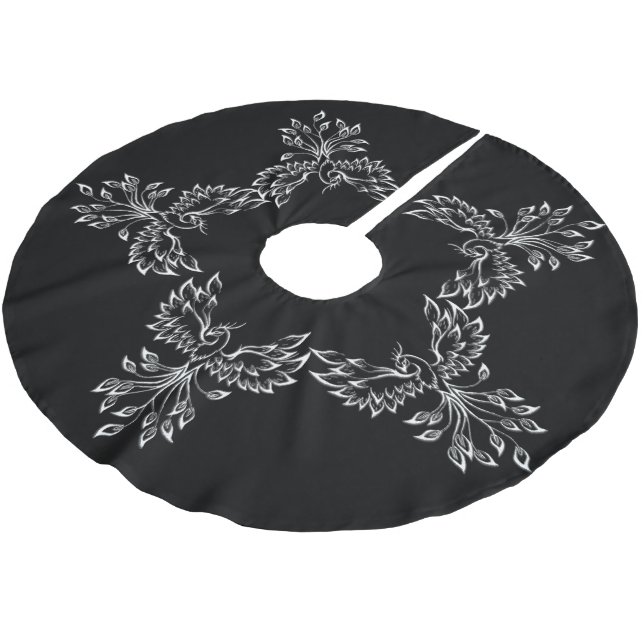 Phoenix Rises on Black Brushed Polyester Tree Skirt (Angled)