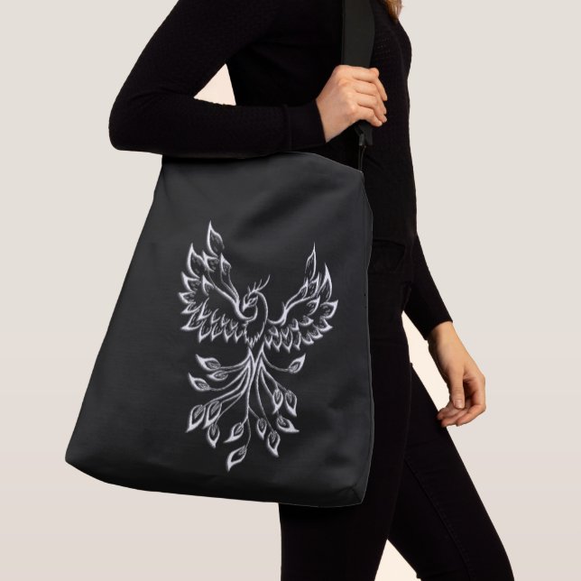 Phoenix Rises on Black Crossbody Bag (Close Up)