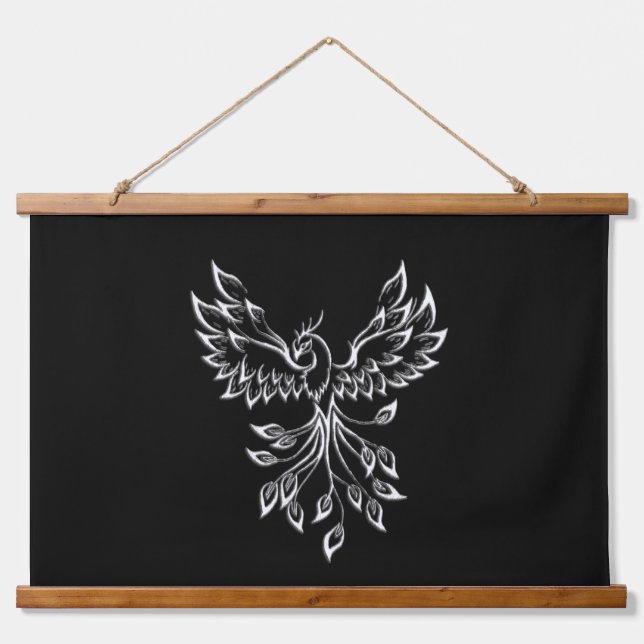 Phoenix Rises on Black Hanging Tapestry (Front)