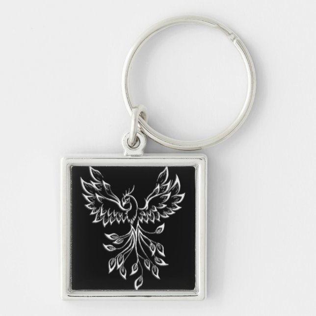 Phoenix Rises on Black Key Ring (Front)