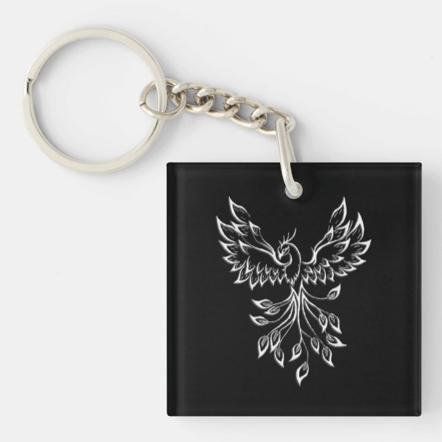Phoenix Rises on Black Key Ring (Front)